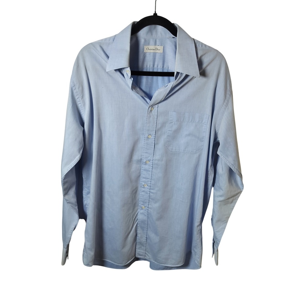 Christian Dior Mens Light Blue Button Down Dress Shirt Long Sleeve Size 16 41-4